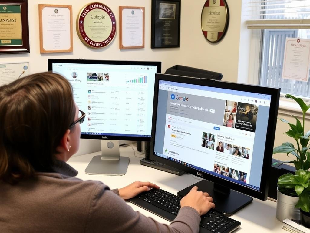 Local business owner reviewing Google Business Profile and local reviews Local business owner reviewing Google Business Profile and local reviews