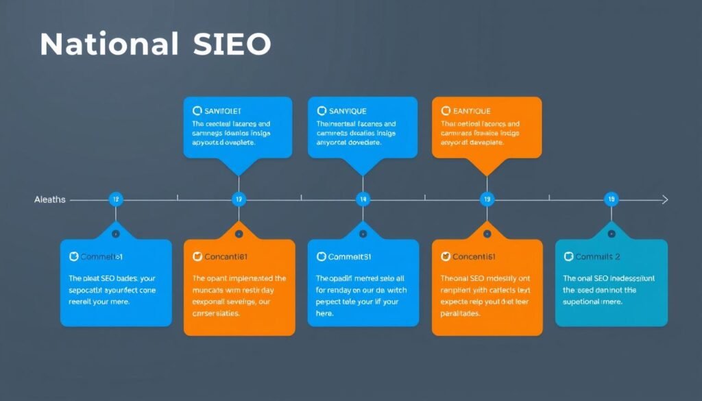 National SEO implementation timeline showing key milestones